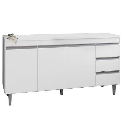 Balcao Com Tampo 150 Cm 3 Portas Andreia Branco Reajl Branco