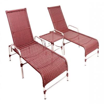 Espreguiçadeiras E Mesa Confortável Para Piscina Vinho Dark