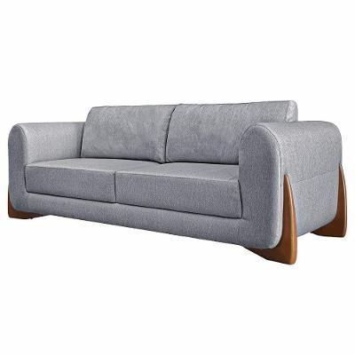 Sofá Decorativo 3 Lugares 230cm Pés Em Madeira Buzz Cinza