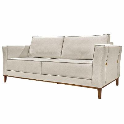 Sofá 2 Lugares 170cm Pés Em Madeira Tarantino Off White