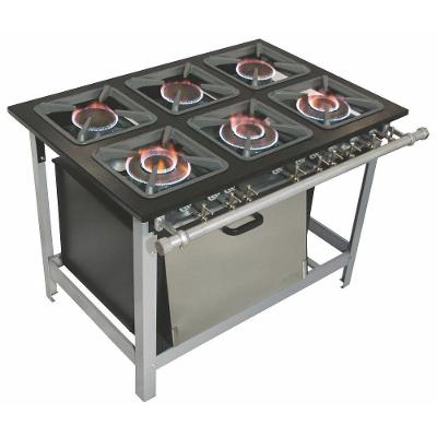 Fogão 6 Bocas Alta Pressão 40x40 Pf.65 Forno Metalmaq 6BAP M19