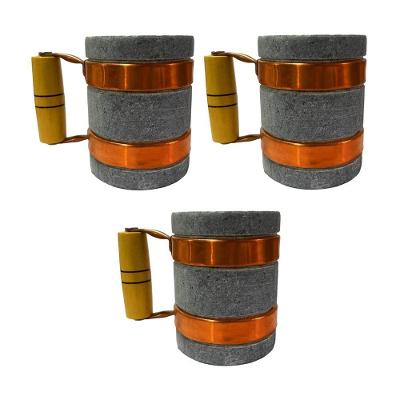 Kit 3 Canecas Alça De Cobre Pedra Sabão Chopp Cerveja 350Ml.