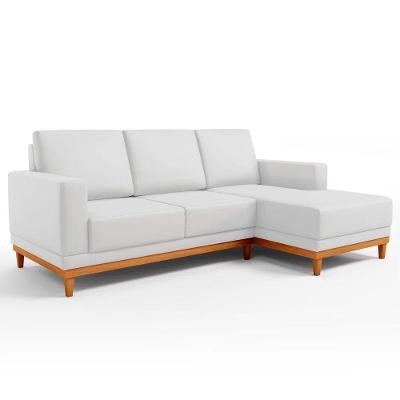 Sofá 200cm 3 Lugares Com Chaise Esquerdo Couríssimo Branco