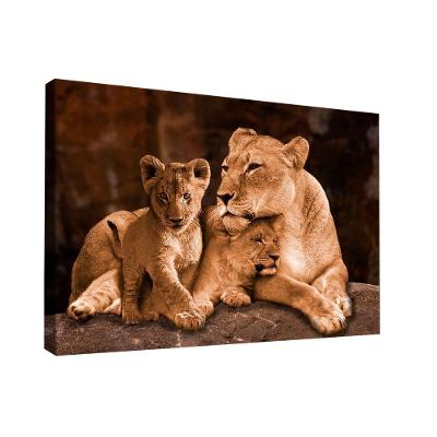 Quadro Leoa E 2 Filhotes -- Br Artes