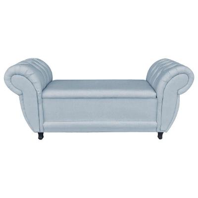 Divã Recamier Com Baú Grécia 1,55 Cm Linho Cinza