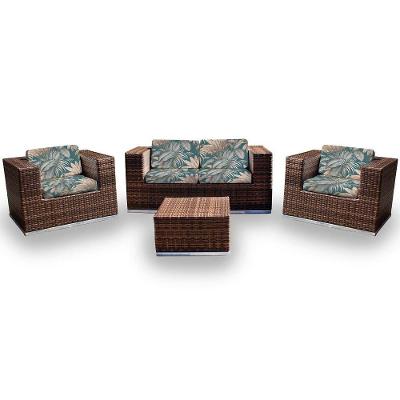 Conjunto De Sofá Quadrado 1 Sofá+ 2 Poltronas +1 Mesa Centro