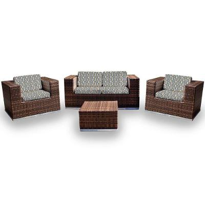 Conjunto De Sofá Quadrado 1 Sofá+ 2 Poltronas +1 Mesa Centro