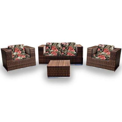 Conjunto De Sofá 1 Sofá + 2 Poltronas + 1 Mesa Centro Preto