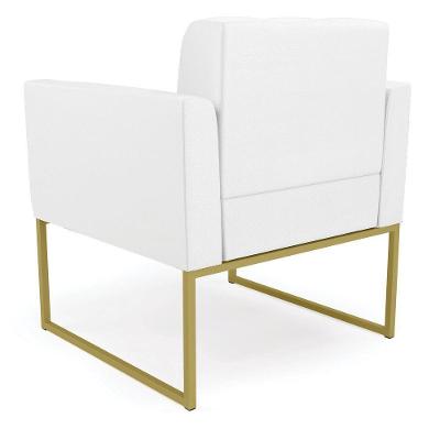 Kit 1 Sofá Namoradeira E 1 Poltrona Elisa Corino Base Metálica Industrial Dourado - D'rossi Cor Branco