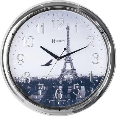 Relógio De Parede Grande 40cm Torre Eiffel Cromado Herweg único