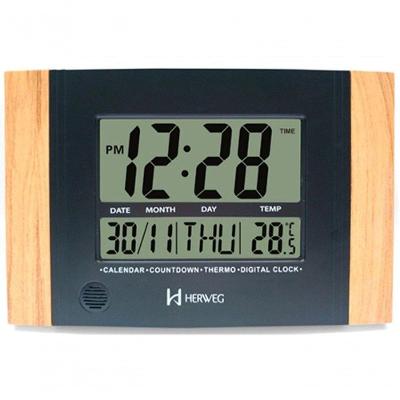 Relógio De Parede Ou Mesa Digital Lcd Calendário Termômetro Madeira Clara Herweg 6438 único