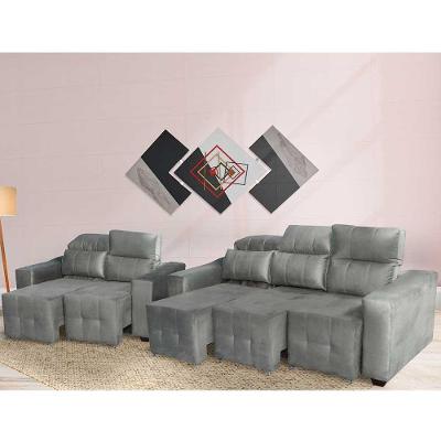 Conjunto Sofá Alfa 2 E 3 Lugares Retrátil Reclinável Cinza