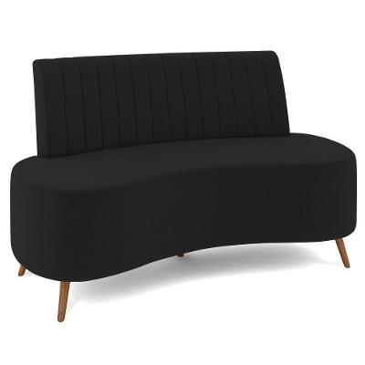 Sofá 2 Lugares Para Sala Living 135cm Pés Palito Tamar K04 Veludo Preto - Mpozenato