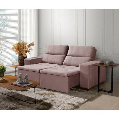 Sofá 3 Lugares 195cm Com Molas, Retrátil E Reclinável Rose