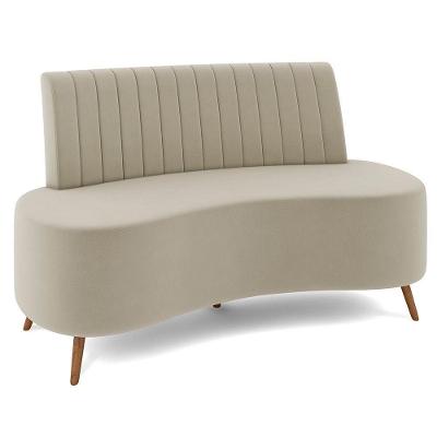 Sofá 2 Lugares Para Sala Living 135cm Pés Palito Tamar K04 Veludo Bege - Mpozenato