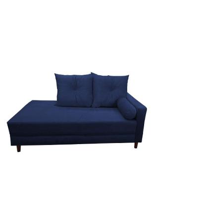 Divã Recamier Berlim 1,60 Cm Lado Direito Veludo Azul Marinh