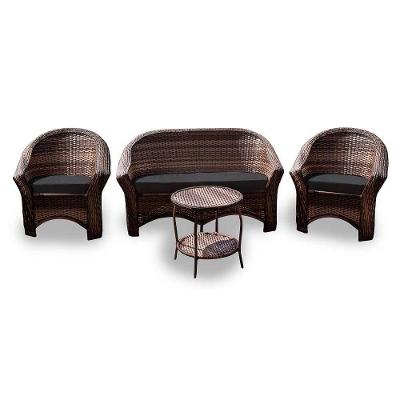 Conjunto De Sofá 1 Sofá + 2 Poltronas + 1 Mesa Centro Preto