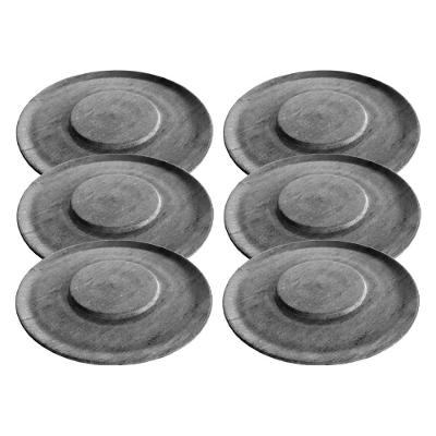 Kit 6 Pratos De Hambúrguer Porções Redondo Pedra Sabão 26Cm.