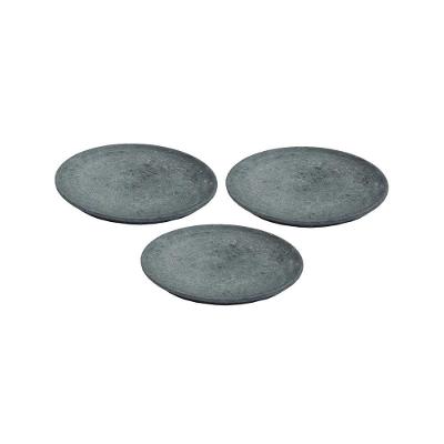 Kit 3 Pratos Raso Redondo Pedra Sabão Sobremesa E Bolos 26Cm