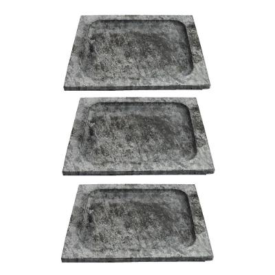 Kit 3 Pratos Quadrado Raso Servir Porção Pedra Sabão P 20X20