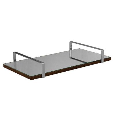 Bandeja Espelhada 25x50cm Borda Infinita Castanho Com Alça Prata