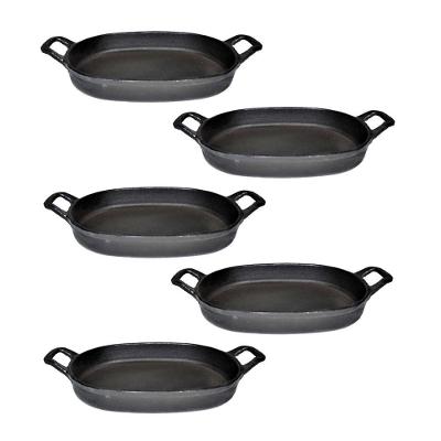 Kit 5 Assadeira De Ferro Lisa Oval Alça Ferro St 35X24Cm
