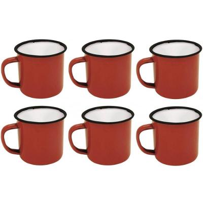 Jogo Com 6 Mini Canecas Esmaltadas Vermelha 5Cm 60Ml - Yazi