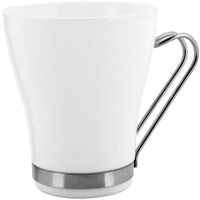 Bormioli Rocco Aromateca Xícara Cappuccino 10X8X8Cm 230Ml Vidro Temperado Branco Alça Inox