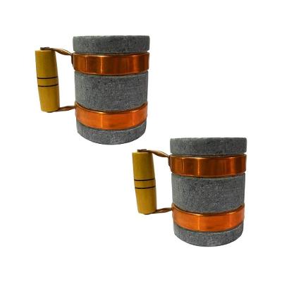 Kit 2 Canecas Alça De Cobre Pedra Sabão Chopp Cerveja 350ml