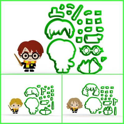 Cortador Kit Harry Potter Cute 3 Personagens Modulares 5 Cm