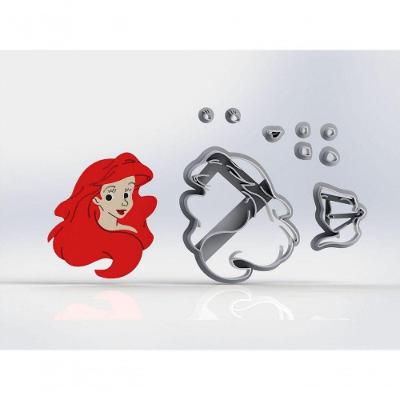 Cortador Pequena Sereia Ariel Modular 7 Cm