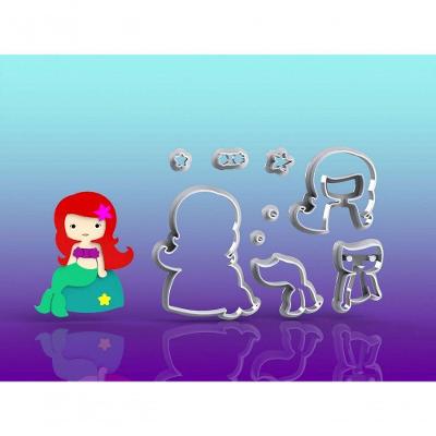 Cortador Pequena Sereia Ariel Cute Modular 7 Cm