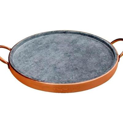 Forma de Pizza em Pedra Sabão com Alça de Cobre 25,0 Cm