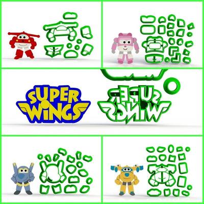 Cortador Kit Super Wings - 4 Modelos Modulares + Logo 6 Cm