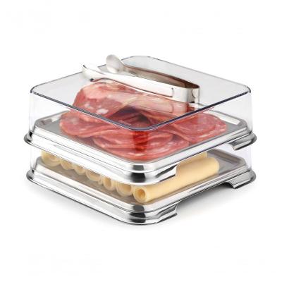 Conj Porta Frios 2 Peças Inox Forma 15,5 X 15,5 X 7Cm 800140