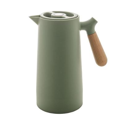 Garrafa Térmica Nórdica Com Cabo De Madeira 1 Litro Verde