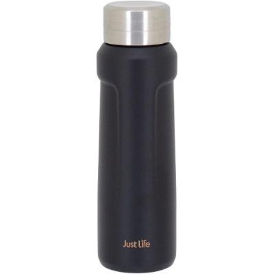 Just Life Garrafa Térmica 23X7X7Cm 500Ml Inox Preto Parede Dupla