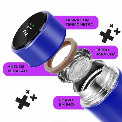 Garrafa Térmica Inteligente De Inox 500ml C/sensor Azul