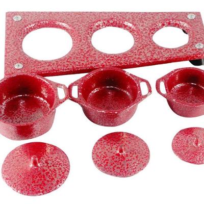 Kit Panelas Mini Fogão A Lenha Alumínio Fundido Craqueadas