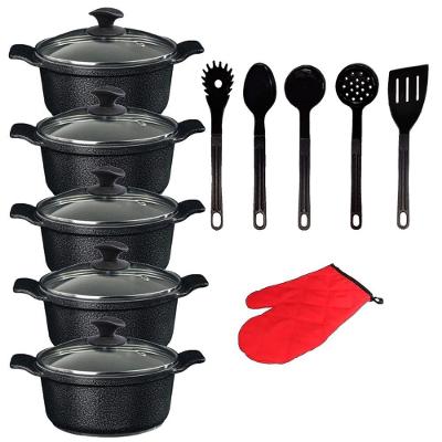Jogo Panelas Preto Cerâmica Talher Preto Javali Aal 16A24Cm