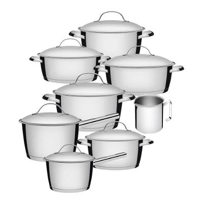 Jogo De Panelas 7 Peças + Fervedor Allegra Em Aço Inox Fundo Triplo Tramontina