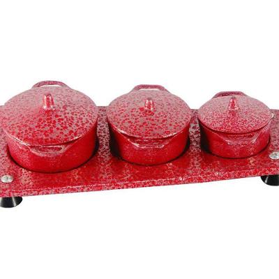 Panelas Mini Fogão Lenha Alumínio Fundido Craqueada Vermelho
