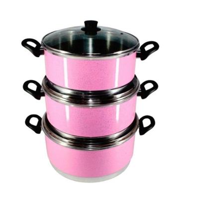 Jogo Panelas Grande (jogão) Rosa Alumínio 3 Peças Rosa