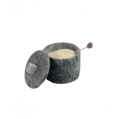 Açucareiro Farinheira Gourmet Pedra Sabão Com Colher P 7Cm