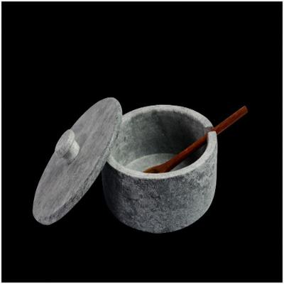 Açucareiro Farinheira Gourmet Pedra Sabão Com Colher G 12Cm
