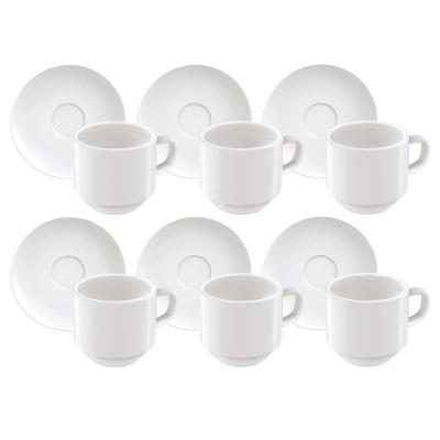 Kit Xícaras De Café Tramontina Paola Em Porcelana 100 Ml 12 Peças Tramontina