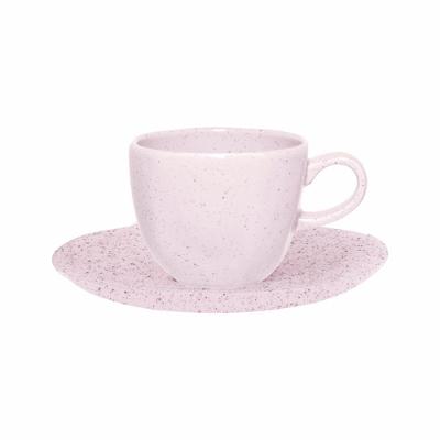 Conjunto De Xícaras Para Chá Com Pires Em Porcelana Ryo Com 12 Peças 220ml Oxford Pink Sand