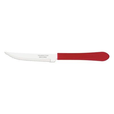 Faca Para Churrasco Leme Com Lâmina Em Aço Inox E Cabo De Polipropileno Vermelho 4"