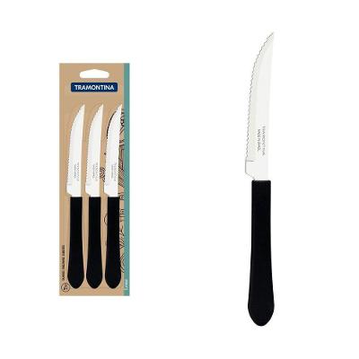 Conjunto De Facas Para Churrasco Leme Com Lâminas Em Aço Inox E Cabo Preto 3 Peças