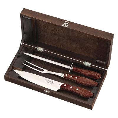 Kit Churrasco Tramontina Polywood Estojo De Madeira 4 Peças